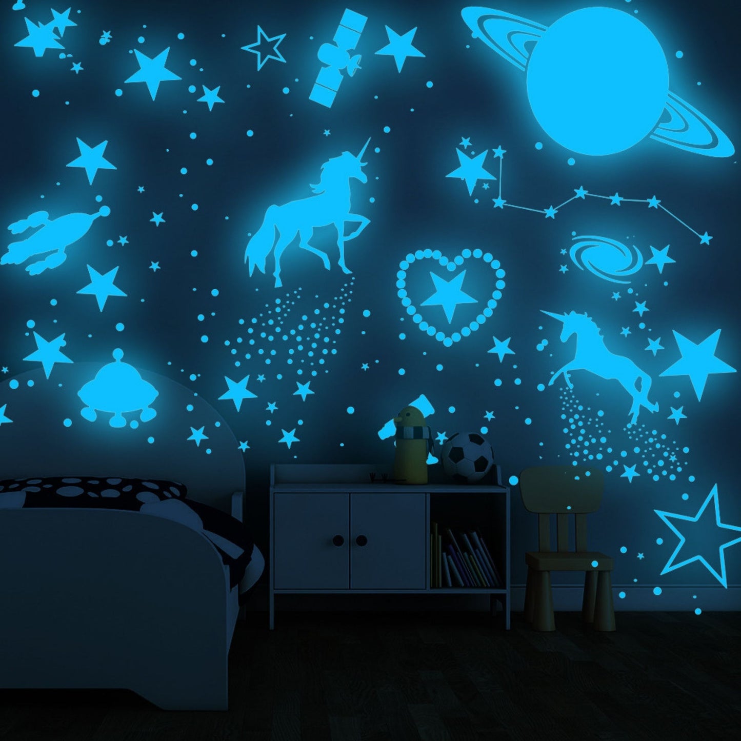 Glow in The Dark Unicorns and Stars for Ceiling Stickers