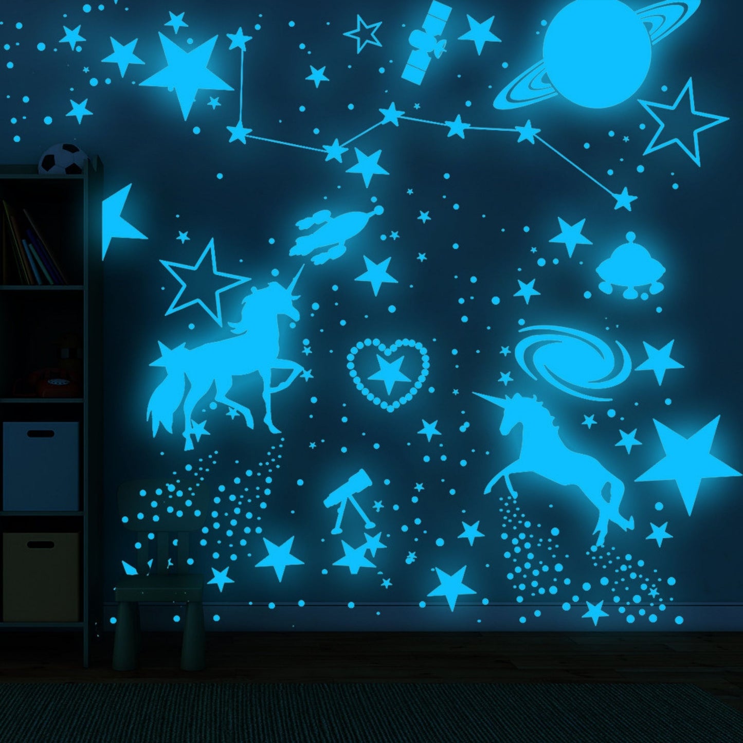 Glow in The Dark Unicorns and Stars for Ceiling Stickers