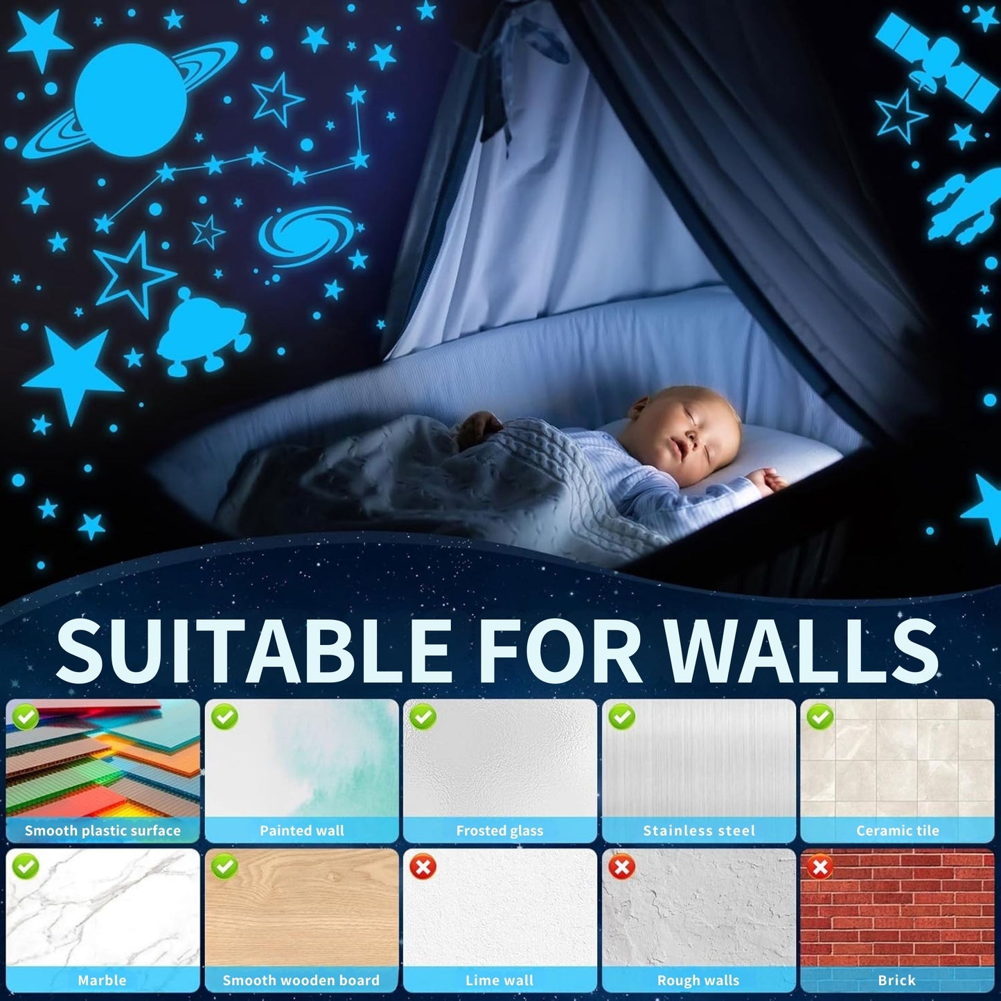 Glow in The Dark Unicorns and Stars for Ceiling Stickers
