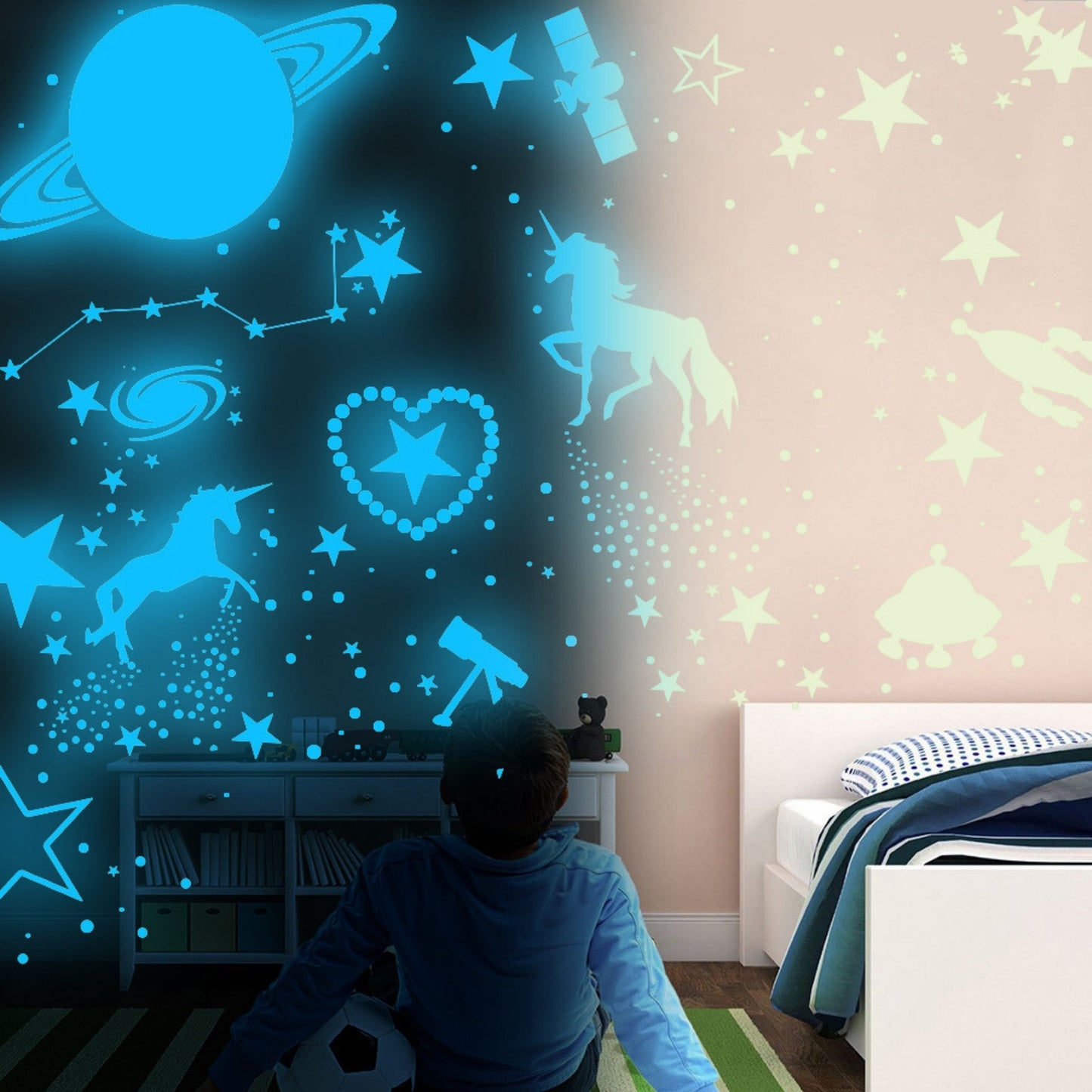 Glow in The Dark Unicorns and Stars for Ceiling Stickers