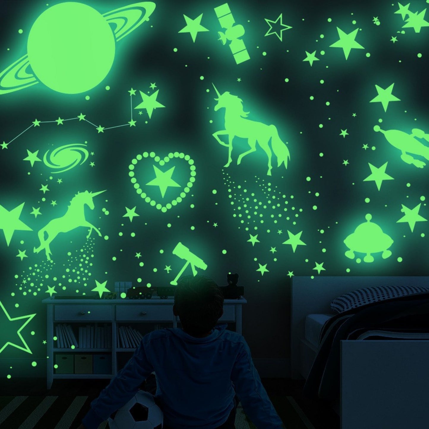 Glow in The Dark Unicorns and Stars for Ceiling Stickers