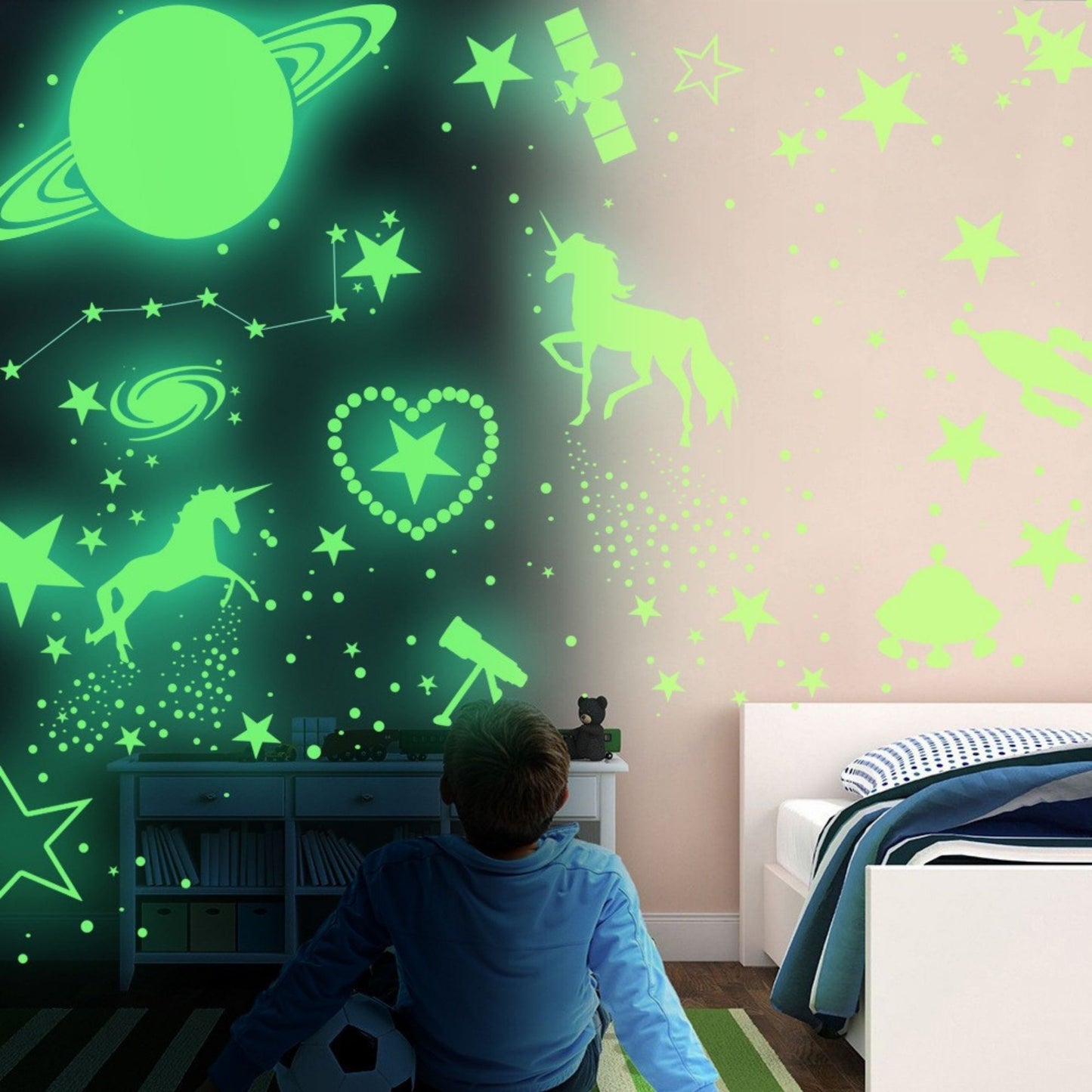 Glow in The Dark Unicorns and Stars for Ceiling Stickers