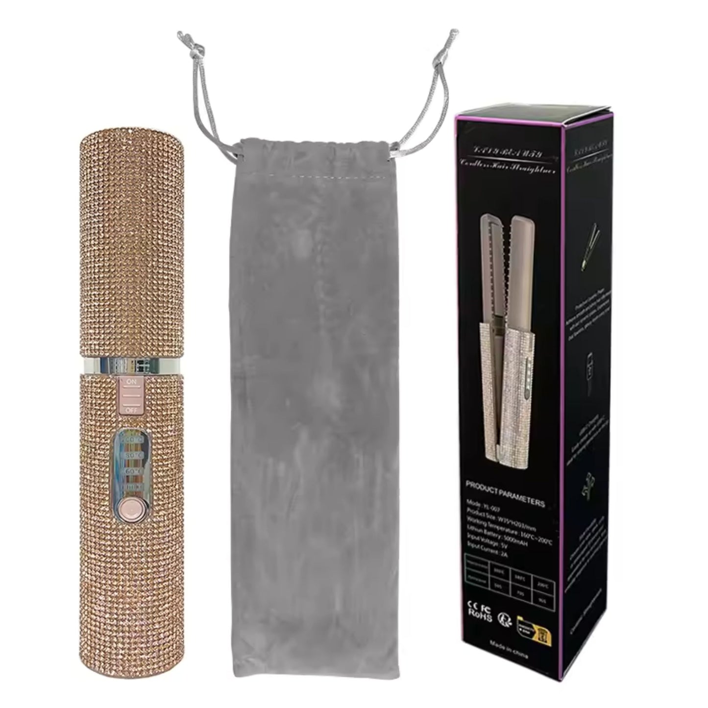 Glittering Flat Iron 2 in 1 Curling Iron With USB Cordless & Rechargeable