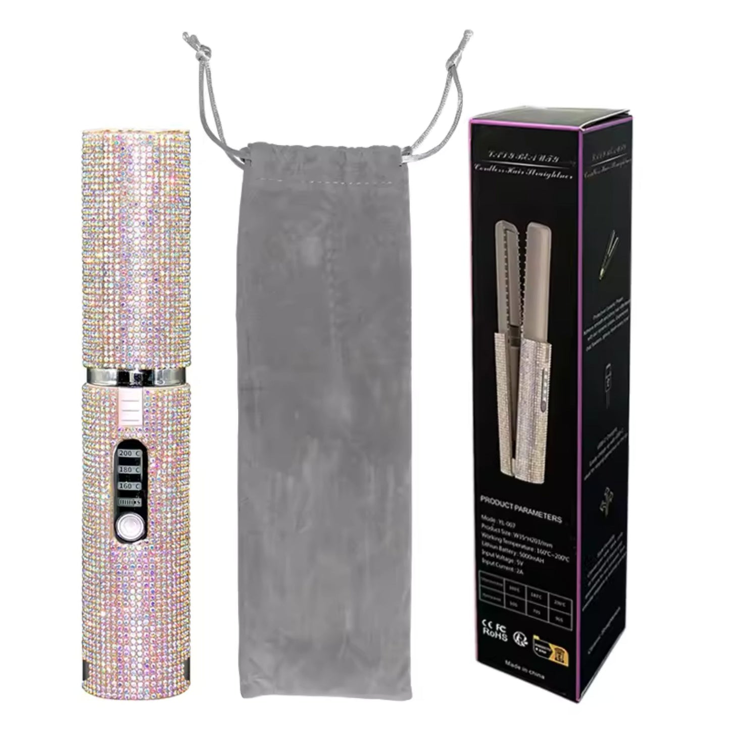 Glittering Flat Iron 2 in 1 Curling Iron With USB Cordless & Rechargeable