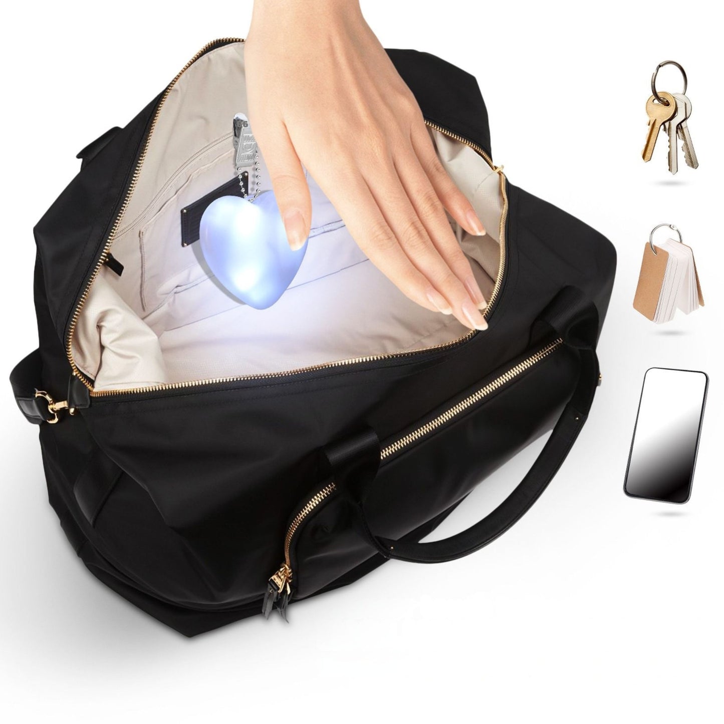 Glowing LED Heart Automatic Sensor Handbag Lights