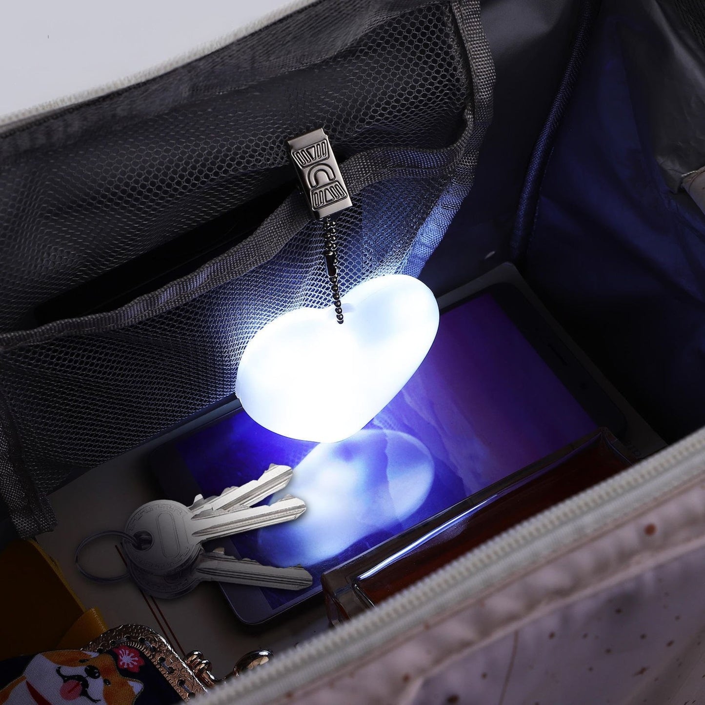Glowing LED Heart Automatic Sensor Handbag Lights