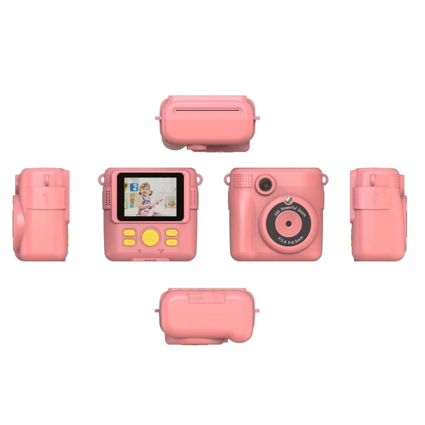 Instant Print Camera for Kids Selfie Digital Portable Camera 1080P HD