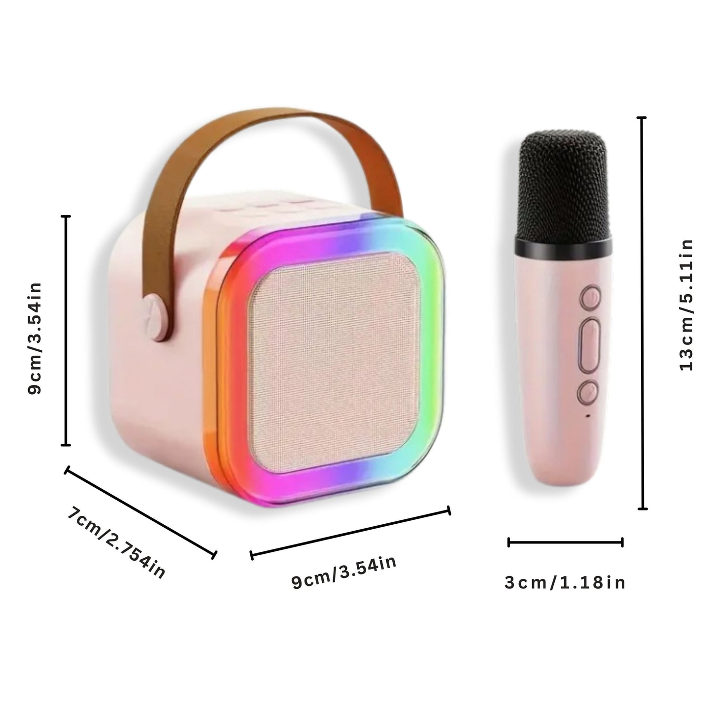 Karaoke Machine for Kids Portable Wireless Bluetooth Speaker with 1 or 2 Microphones and LED Lights