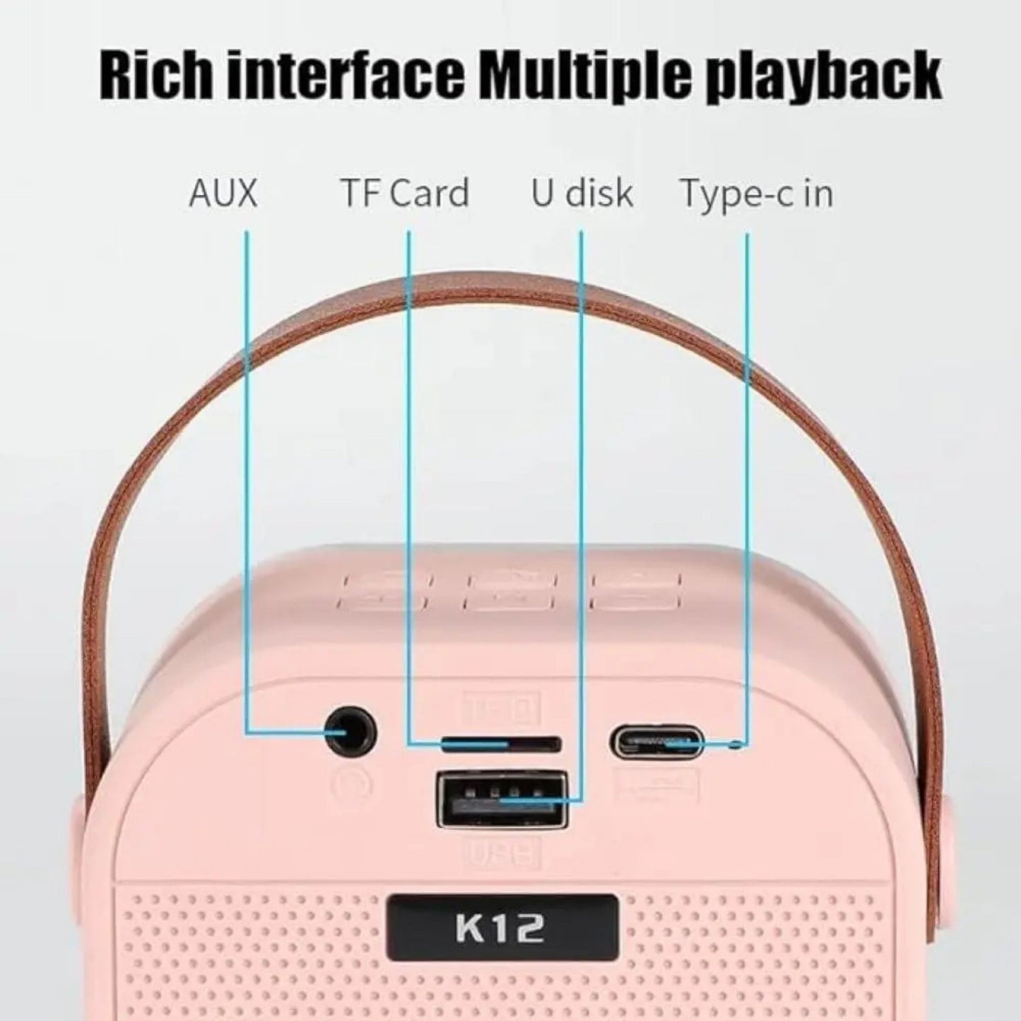 Karaoke Machine for Kids Portable Wireless Bluetooth Speaker with 1 or 2 Microphones and LED Lights