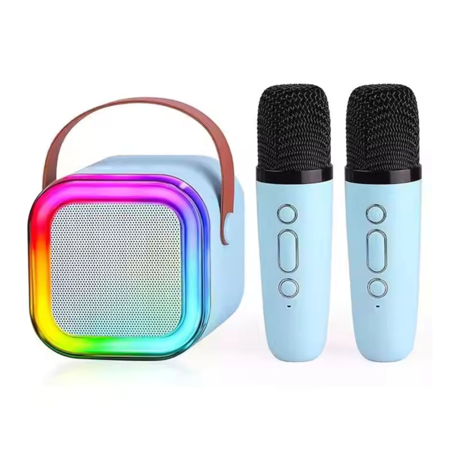 Karaoke Machine for Kids Portable Wireless Bluetooth Speaker with 1 or 2 Microphones and LED Lights