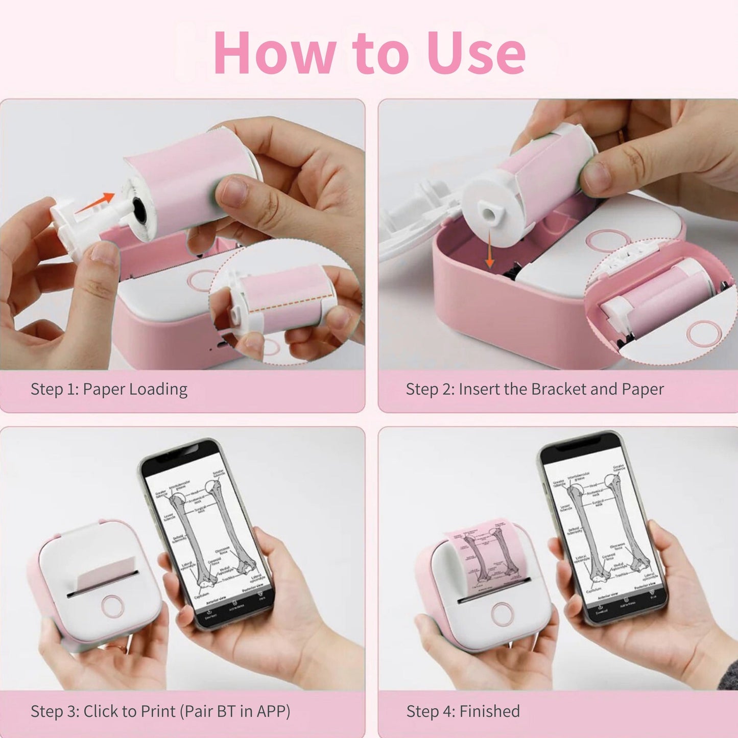 Mini Inkless Thermal Portable Bluetooth Sticker Printer