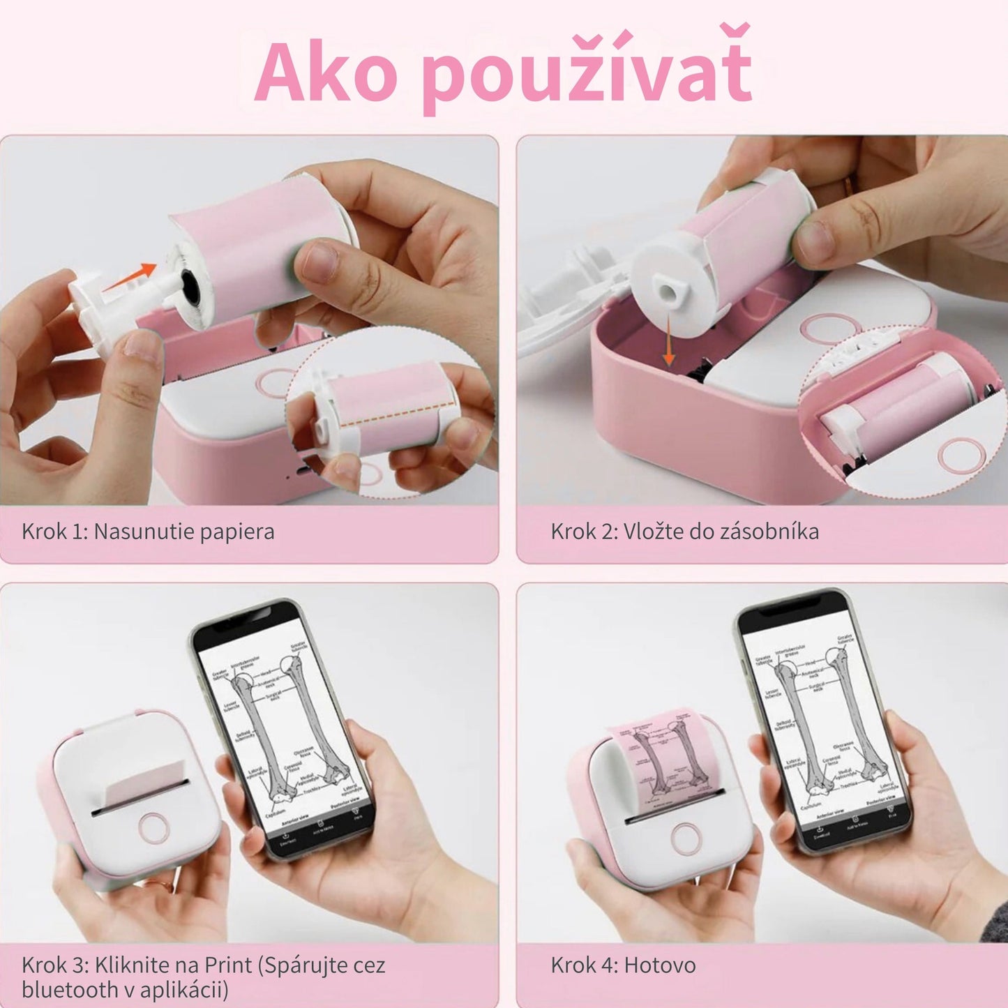 Mini Inkless Thermal Portable Bluetooth Sticker Printer