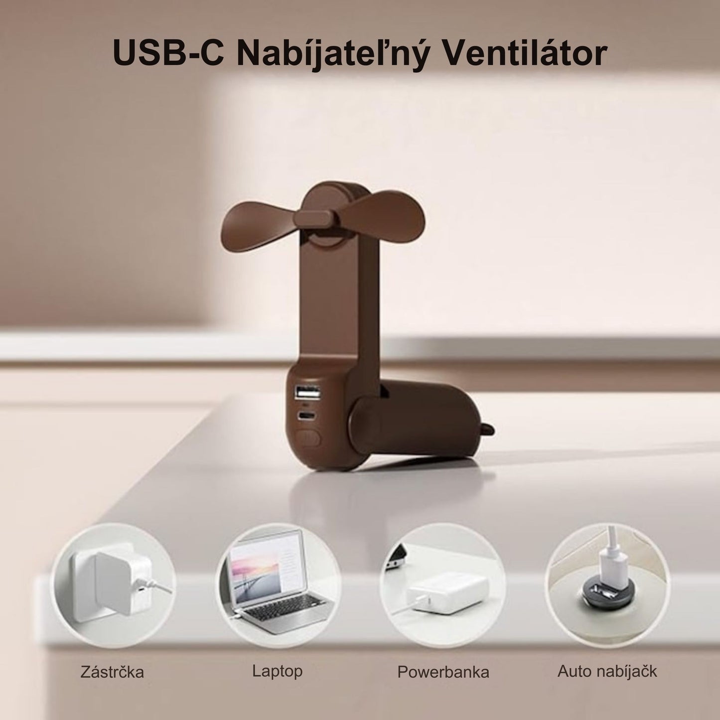 Mini Fan, 3 IN 1 USB Rechargeable Portable Fan