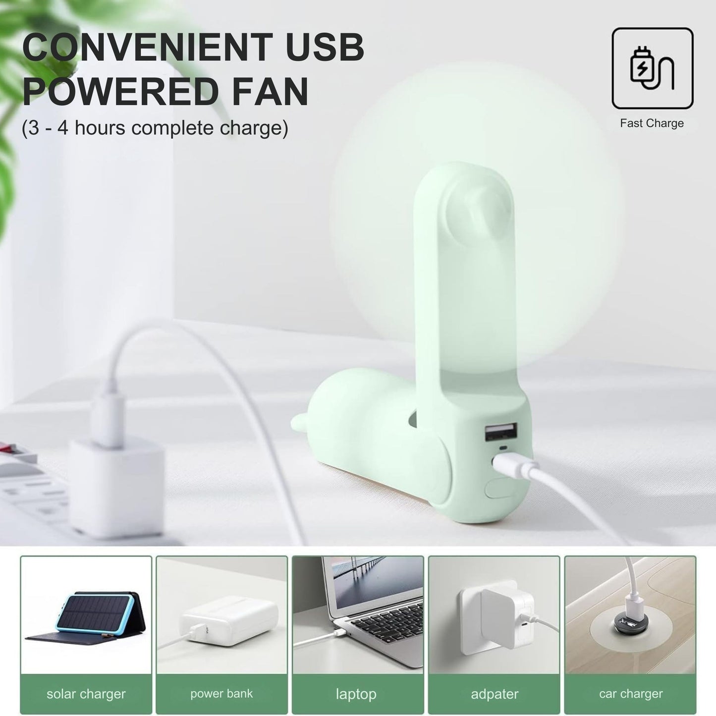 Mini Fan, 3 IN 1 USB Rechargeable Portable Fan