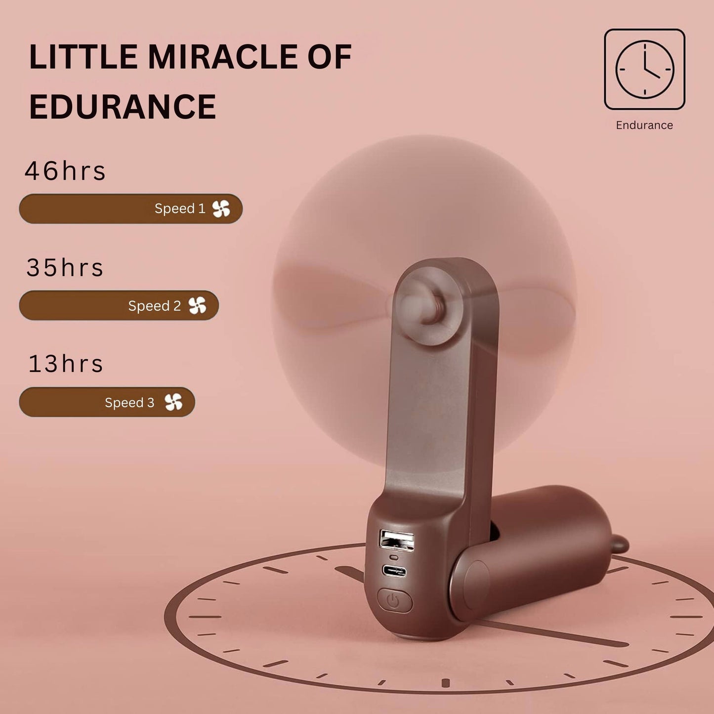 Mini Fan, 3 IN 1 USB Rechargeable Portable Fan
