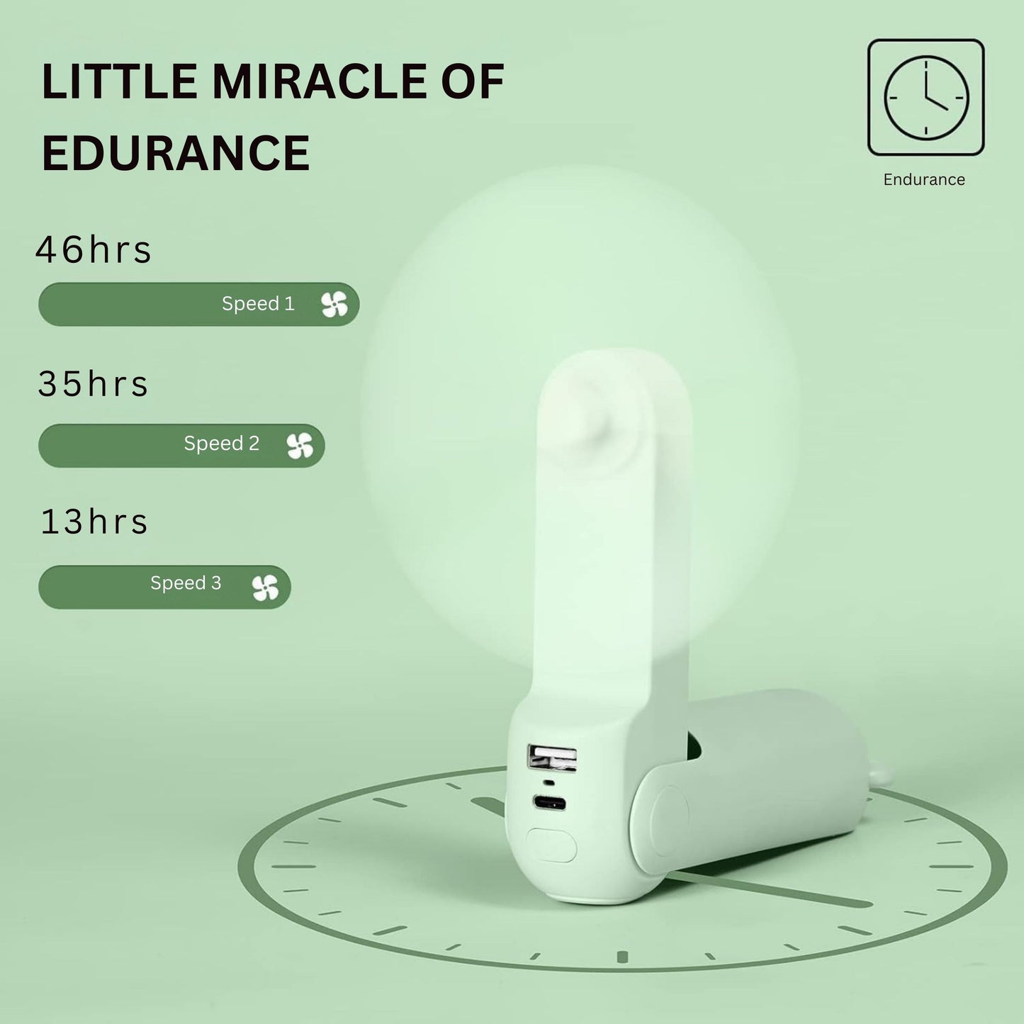 Mini Fan, 3 IN 1 USB Rechargeable Portable Fan