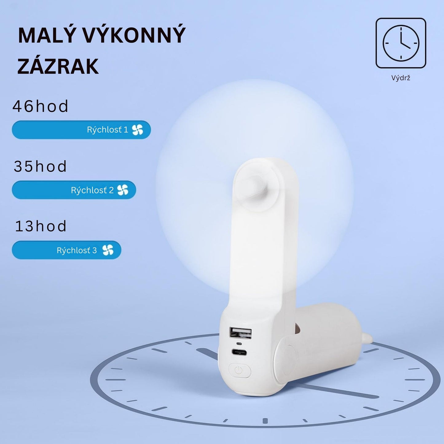 Mini Fan, 3 IN 1 USB Rechargeable Portable Fan