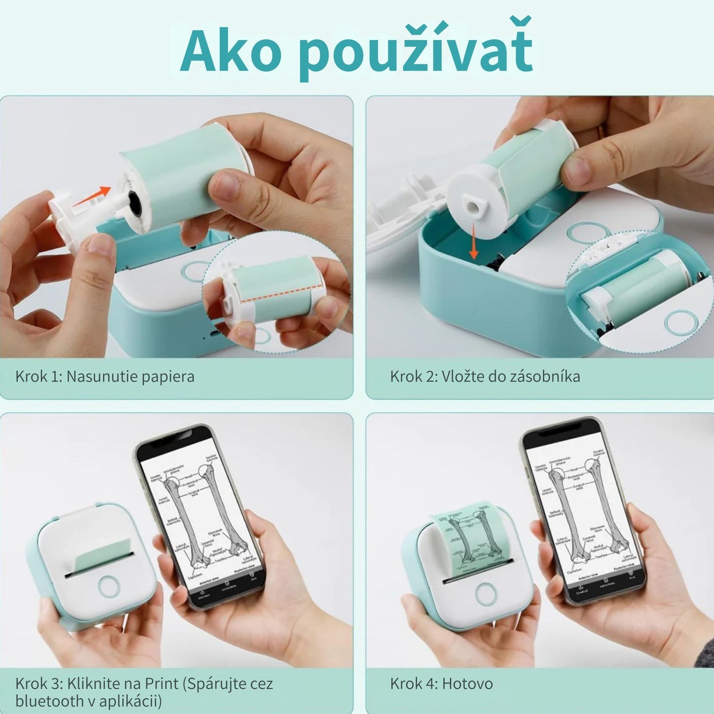 Mini Inkless Thermal Portable Bluetooth Sticker Printer