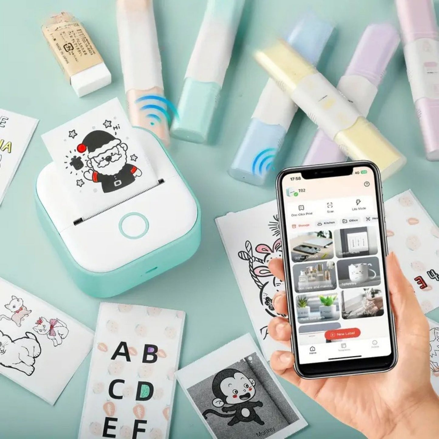 Mini Inkless Thermal Portable Bluetooth Sticker Printer