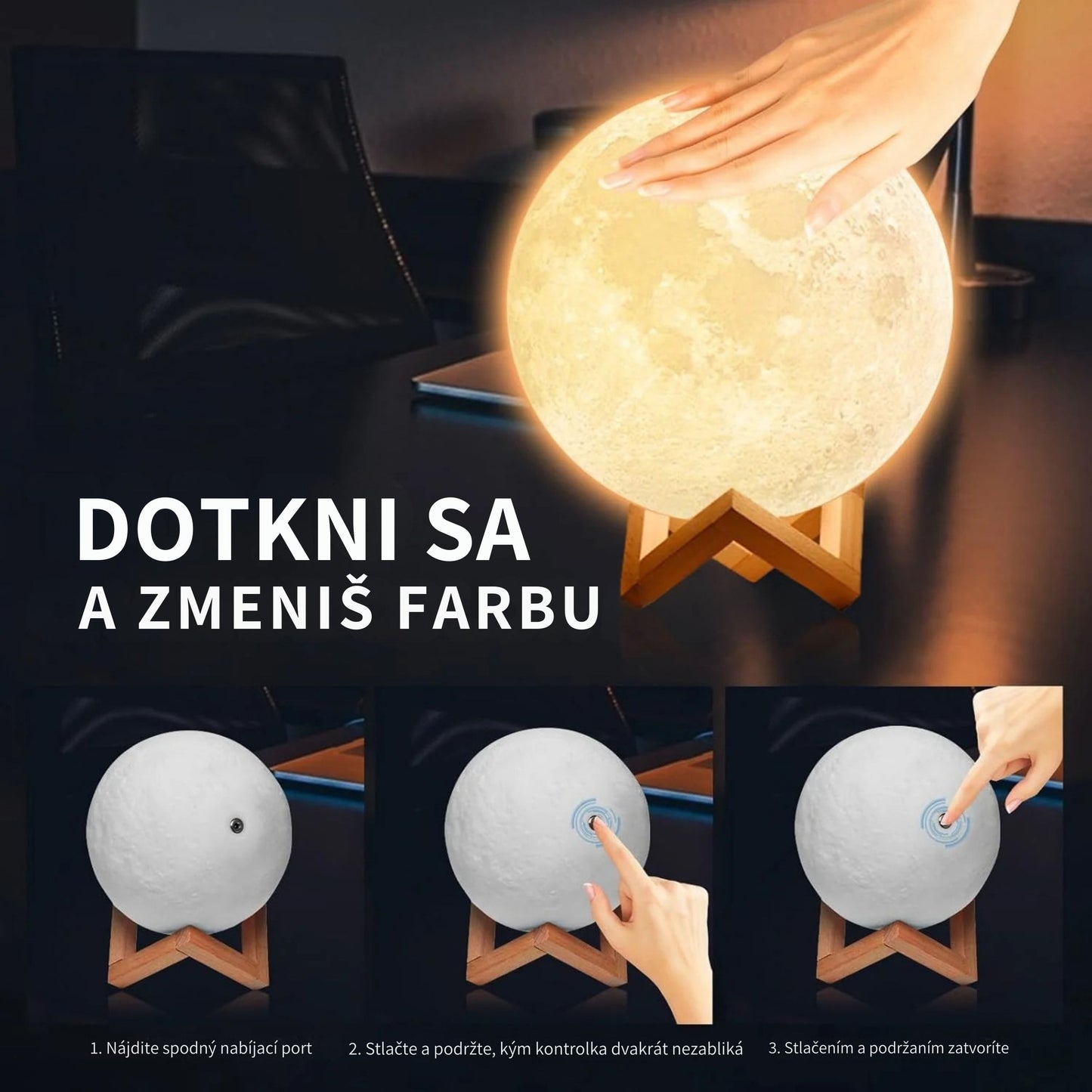Moon Shaped Lamp LED Galaxy Light