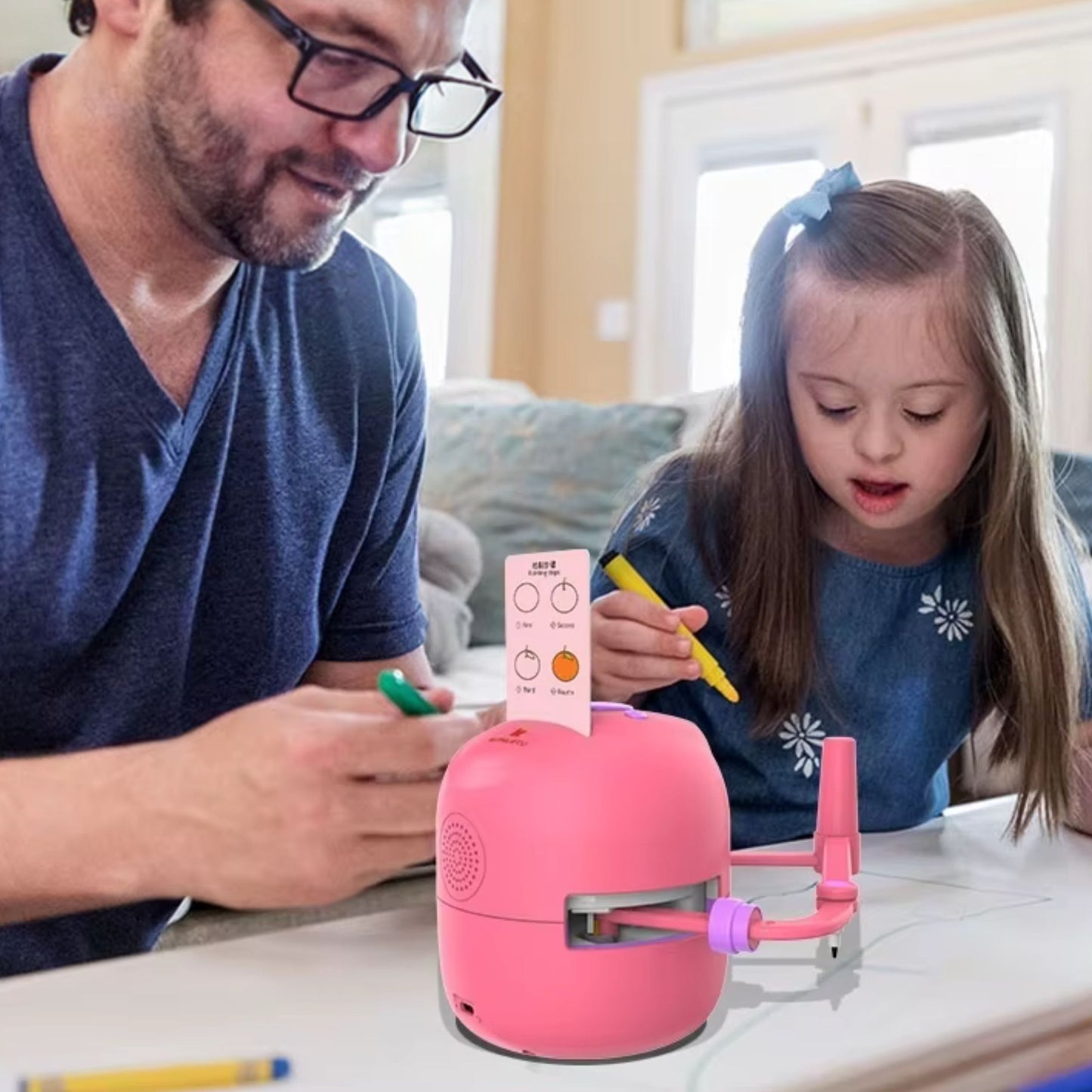Smart Interactive Educational Drawing Robot for Kids Montessori Learning Toy with 100 Word Cards