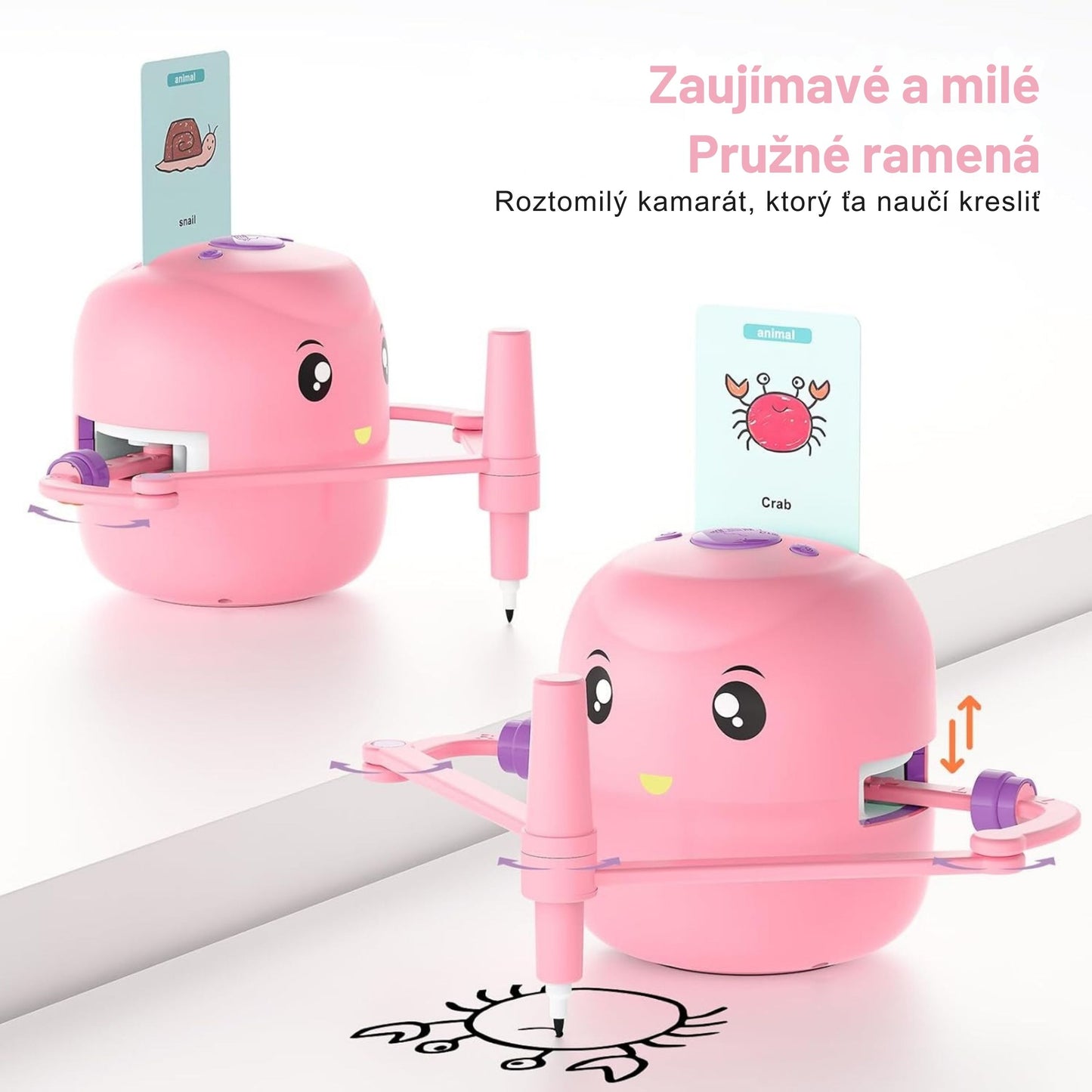 Smart Interactive Educational Drawing Robot for Kids Montessori Learning Toy with 100 Word Cards
