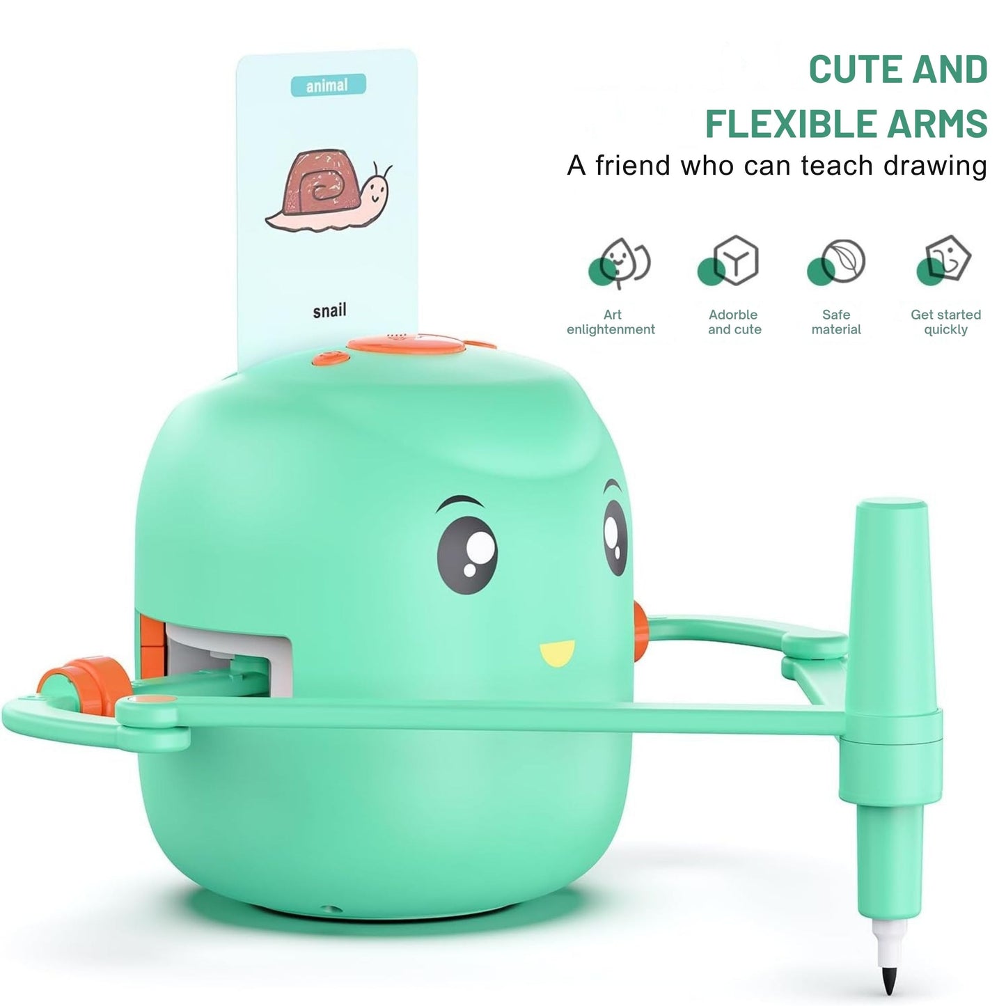Smart Interactive Educational Drawing Robot for Kids Montessori Learning Toy with 100 Word Cards