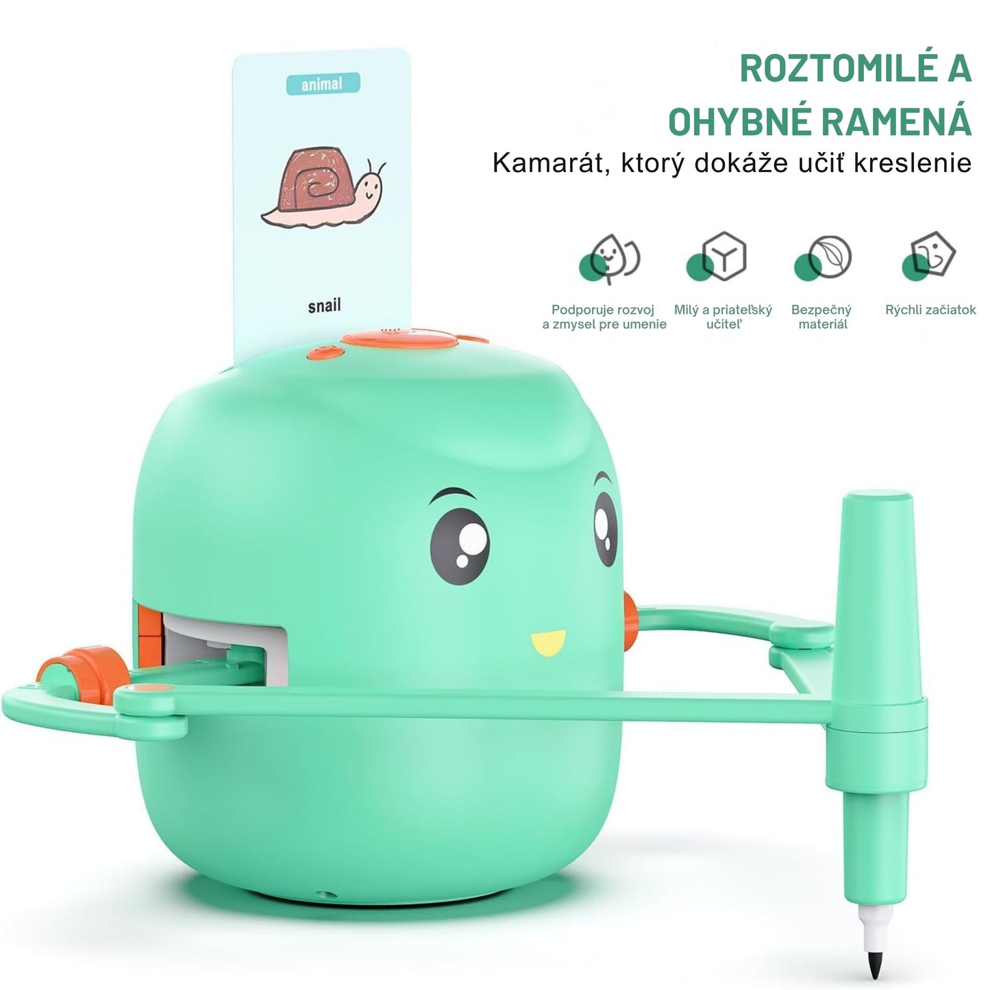 Smart Interactive Educational Drawing Robot for Kids Montessori Learning Toy with 100 Word Cards