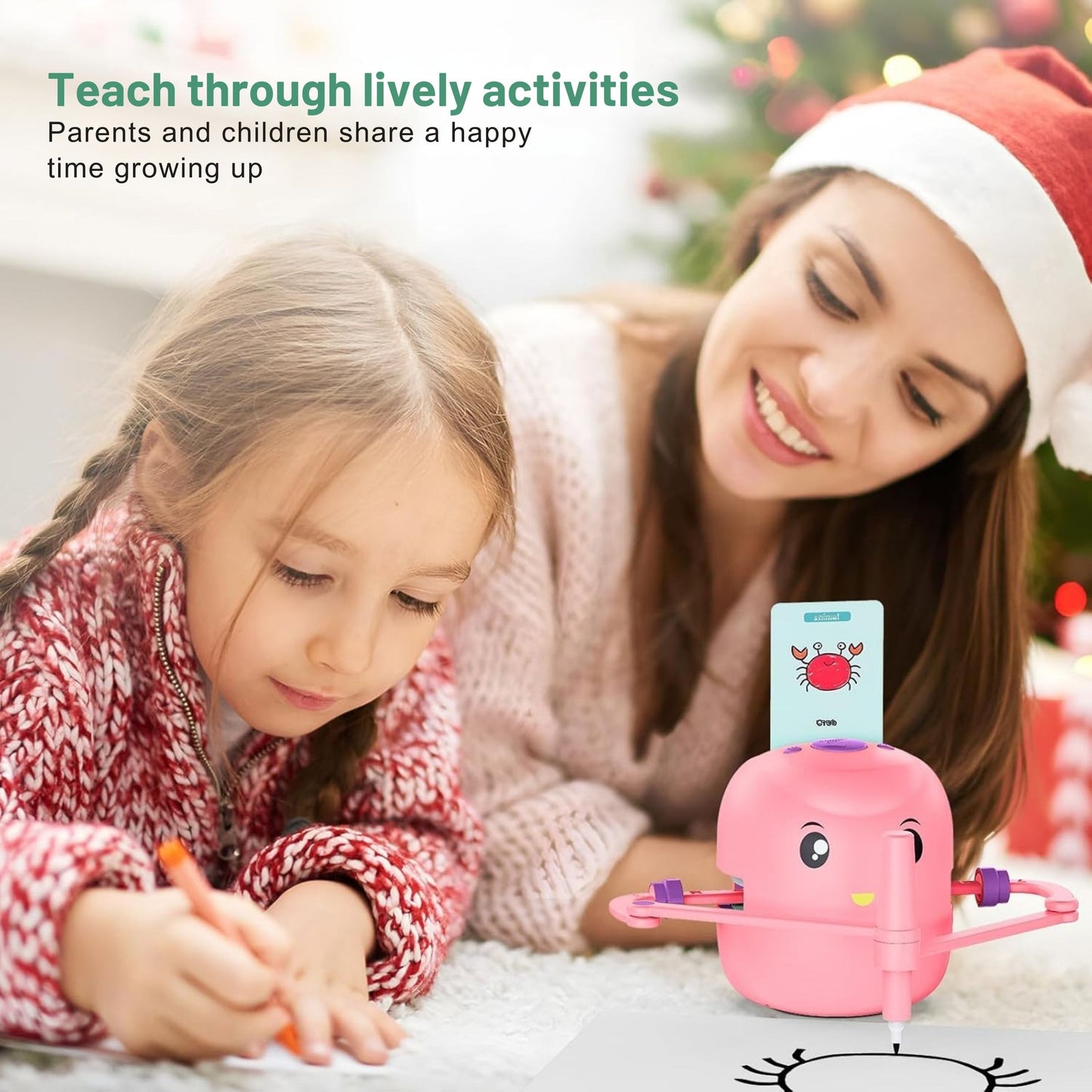 Smart Interactive Educational Drawing Robot for Kids Montessori Learning Toy with 100 Word Cards