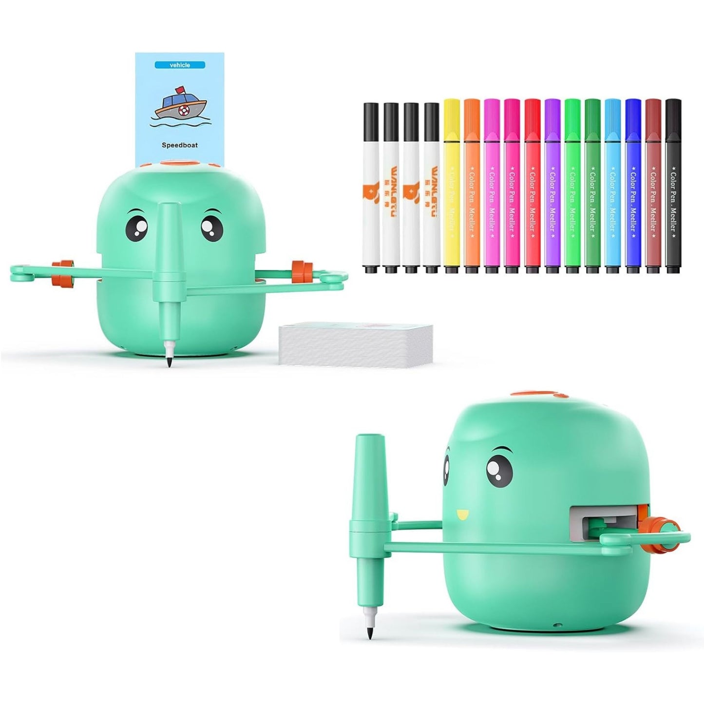 Smart Interactive Educational Drawing Robot for Kids Montessori Learning Toy with 100 Word Cards