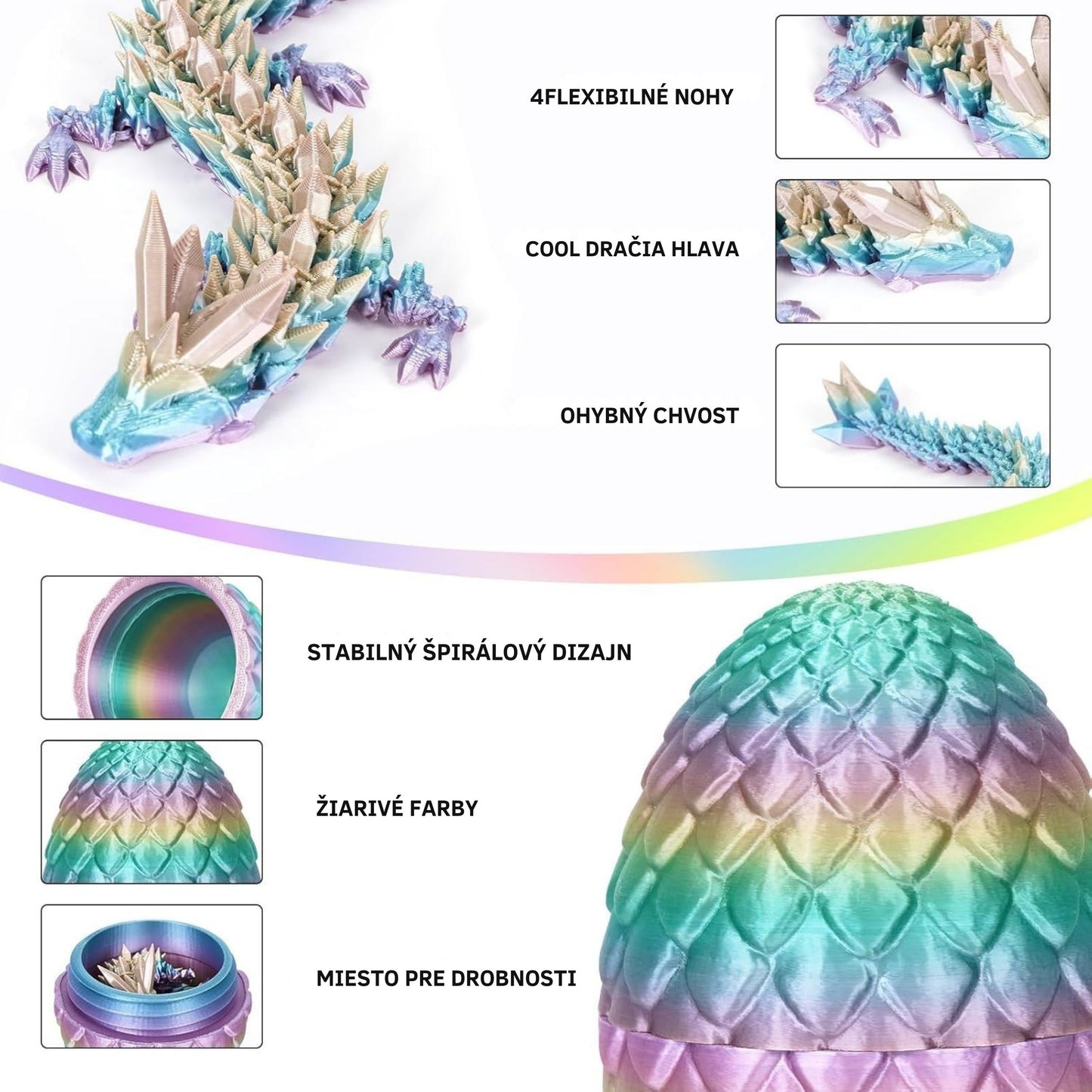 3D Printed Crystal Dragon Egg with Dragon Inside