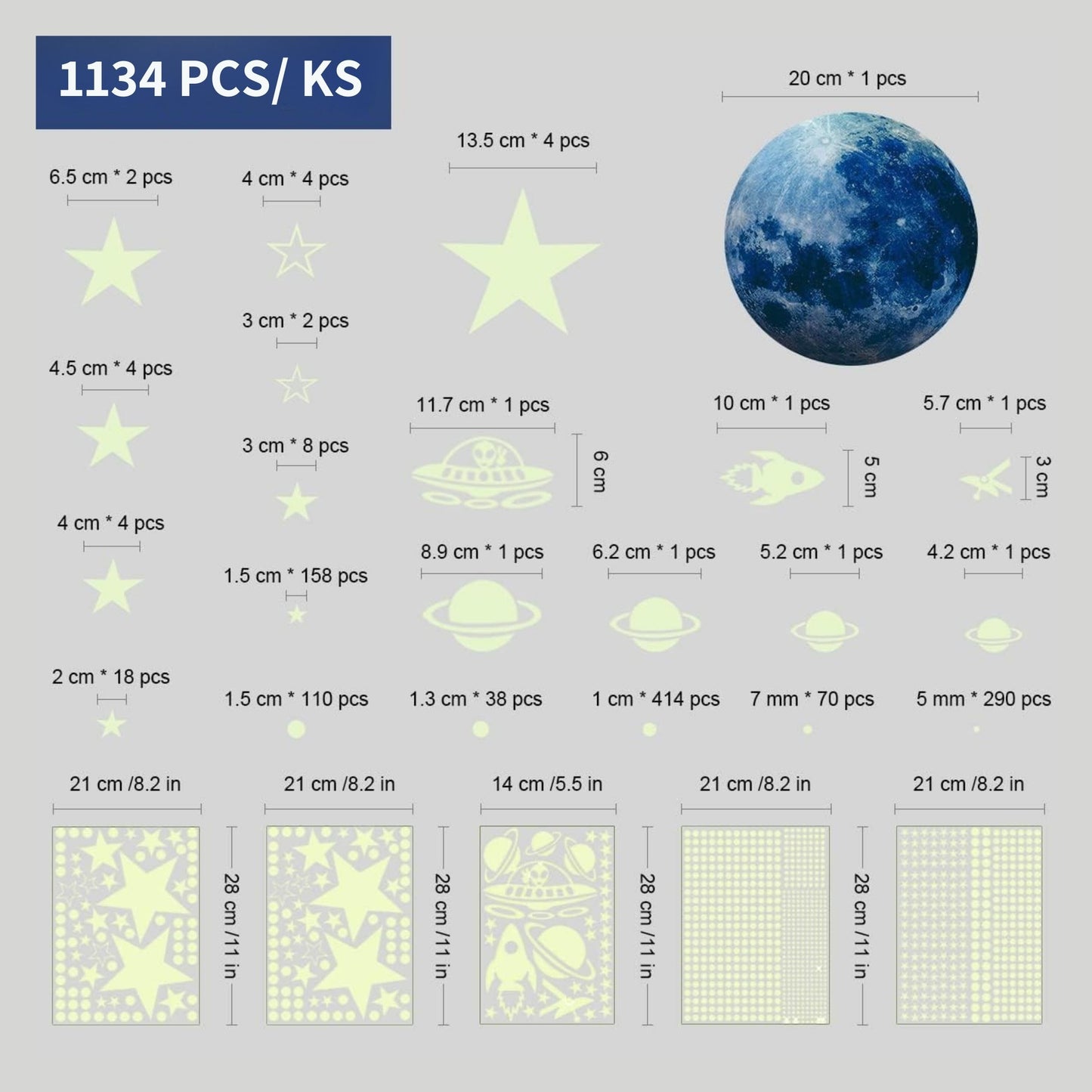 Glow in The Dark Stars for Ceiling Stickers
