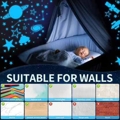 Glow in The Dark Unicorns and Stars for Ceiling Stickers