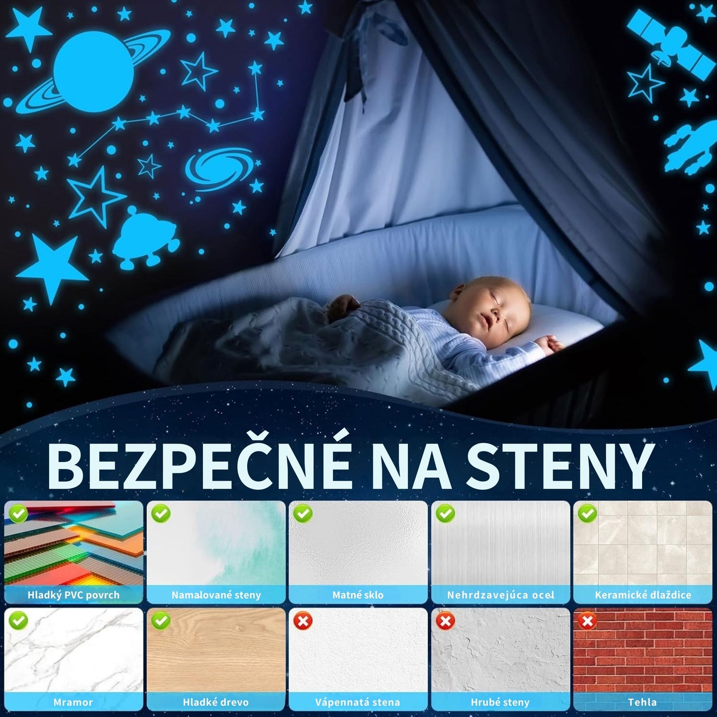 Glow in The Dark Unicorns and Stars for Ceiling Stickers