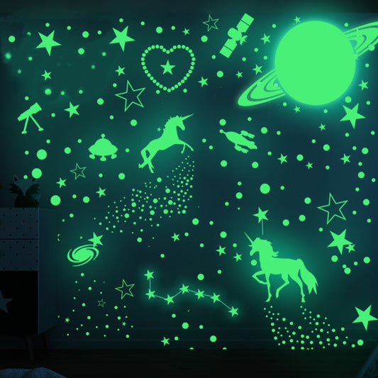 Glow in The Dark Unicorns and Stars for Ceiling Stickers