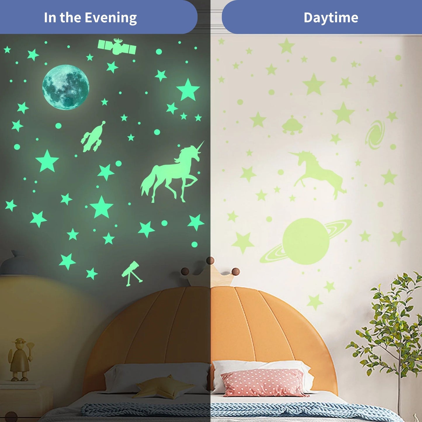 Glow in The Dark Unicorns and Stars for Ceiling Stickers