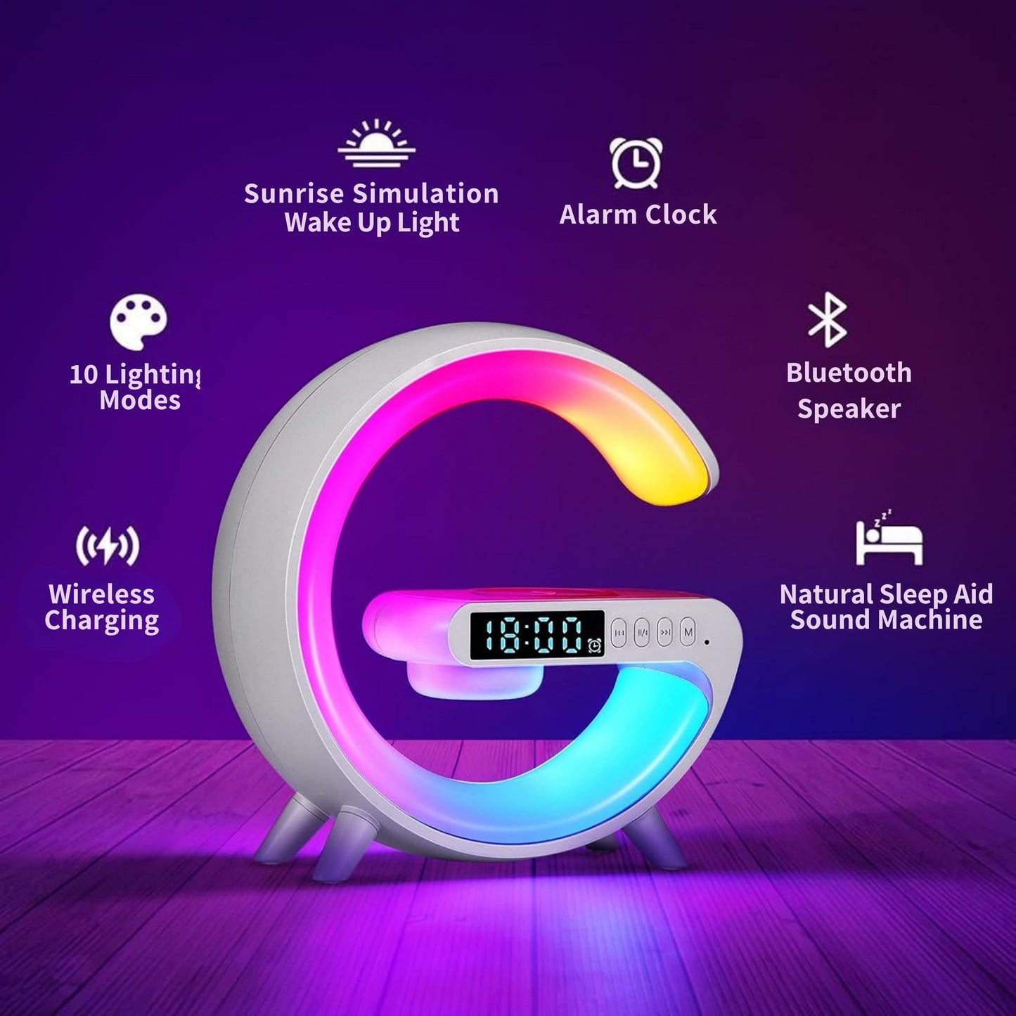 G-LAMP Light Up Wireless Speaker Intelligent LED Table Lamp with Bluetooth charging