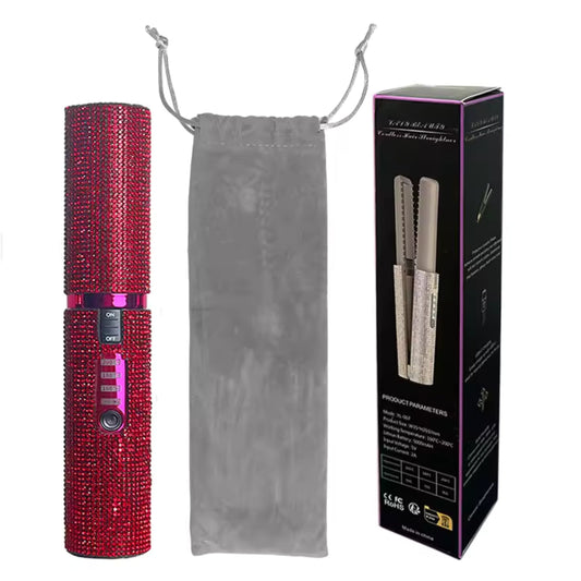 Glittering Flat Iron 2 in 1 Curling Iron With USB Cordless & Rechargeable