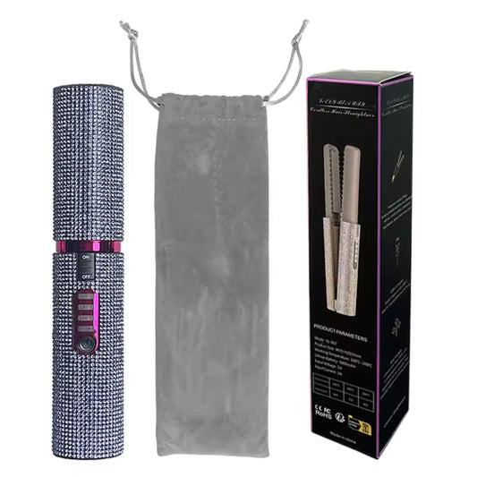 Glittering Flat Iron 2 in 1 Curling Iron With USB Cordless & Rechargeable