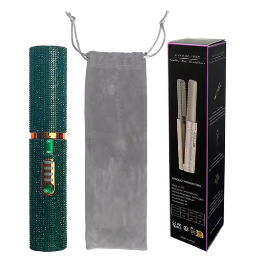 Glittering Flat Iron 2 in 1 Curling Iron With USB Cordless & Rechargeable