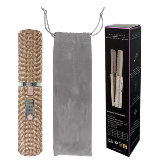 Glittering Flat Iron 2 in 1 Curling Iron With USB Cordless & Rechargeable