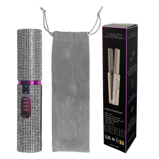 Glittering Flat Iron 2 in 1 Curling Iron With USB Cordless & Rechargeable