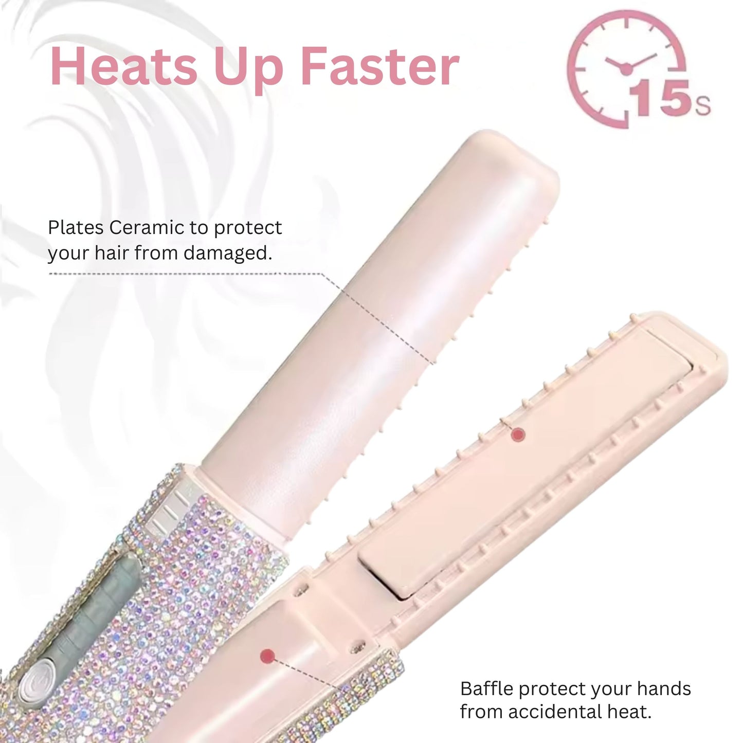 Glittering Flat Iron 2 in 1 Curling Iron With USB Cordless & Rechargeable