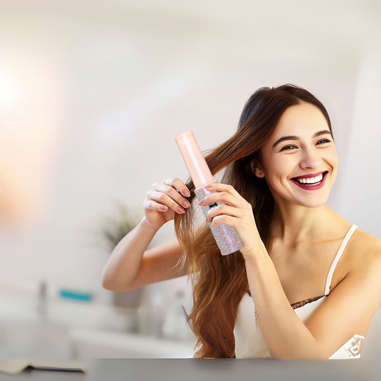 Glittering Flat Iron 2 in 1 Curling Iron With USB Cordless & Rechargeable