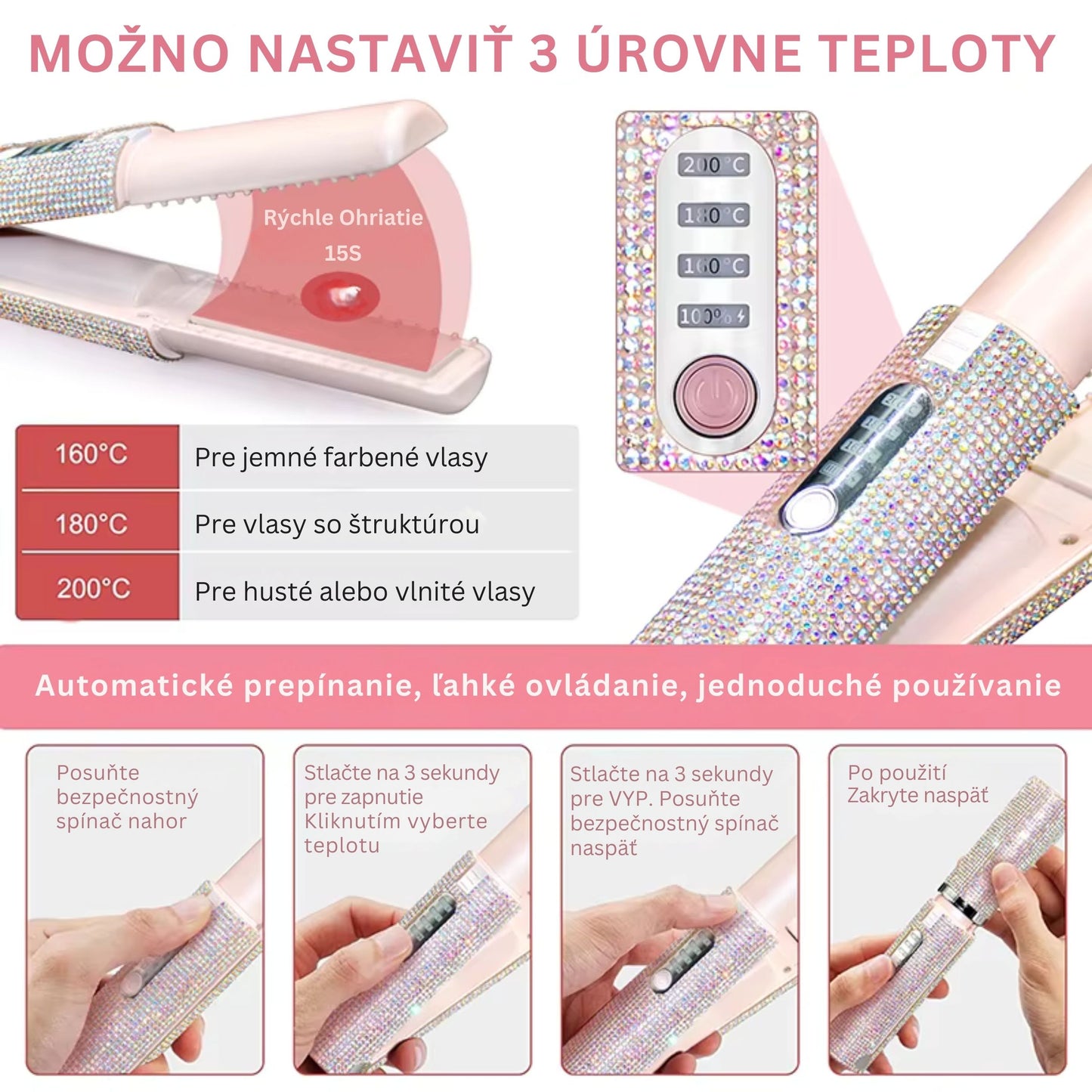 Glittering Flat Iron 2 in 1 Curling Iron With USB Cordless & Rechargeable