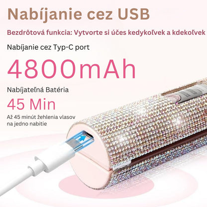 Glittering Flat Iron 2 in 1 Curling Iron With USB Cordless & Rechargeable