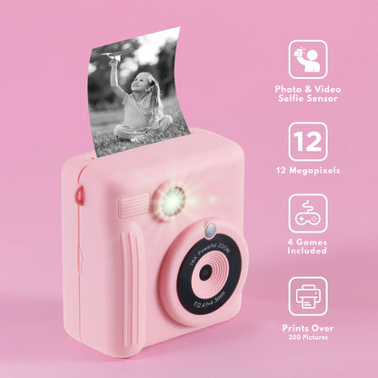Instant Print Camera for Kids Selfie Digital Portable Camera 1080P HD