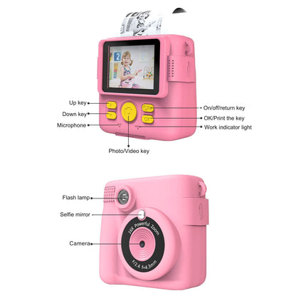 Instant Print Camera for Kids Selfie Digital Portable Camera 1080P HD