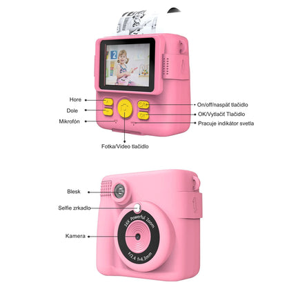 Instant Print Camera for Kids Selfie Digital Portable Camera 1080P HD