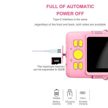 Instant Print Camera for Kids Selfie Digital Portable Camera 1080P HD